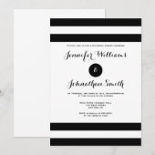 Moderne zwarte streep repetitie dineruitnodigingen kaart (Voorkant / Achterkant)