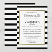 Moderne Zwarte Streep Viering van het Leven Funera Kaart (Voorkant / Achterkant)