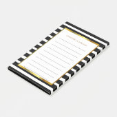 Moderne zwarte strepen goud gepersonaliseerd na post-it® notes (Schuin)