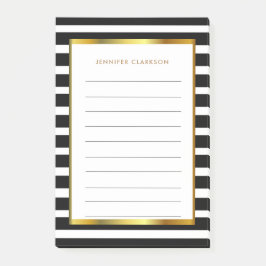 Moderne zwarte strepen goud gepersonaliseerd na post-it® notes