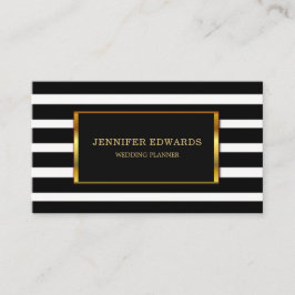 Moderne zwarte strepen gouden lijst professioneel visitekaartje