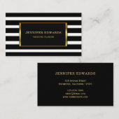 Moderne zwarte strepen gouden lijst professioneel visitekaartje (Voorkant / Achterkant)