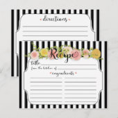 Moderne zwarte strepen met Rozen Recipcard Briefkaart (Voorkant / Achterkant)