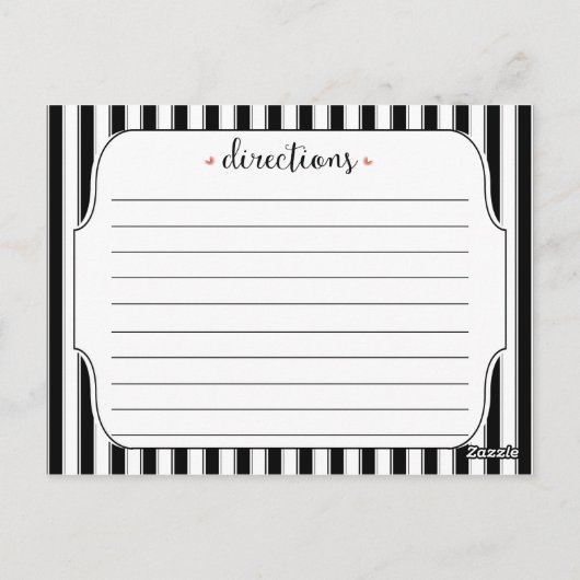 Moderne zwarte strepen met Rozen Recipcard Briefkaart (Achterkant)