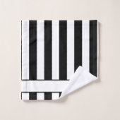 Moderne zwarte strepen Monogram badkamer Bad Handdoek (Wasdoekje)