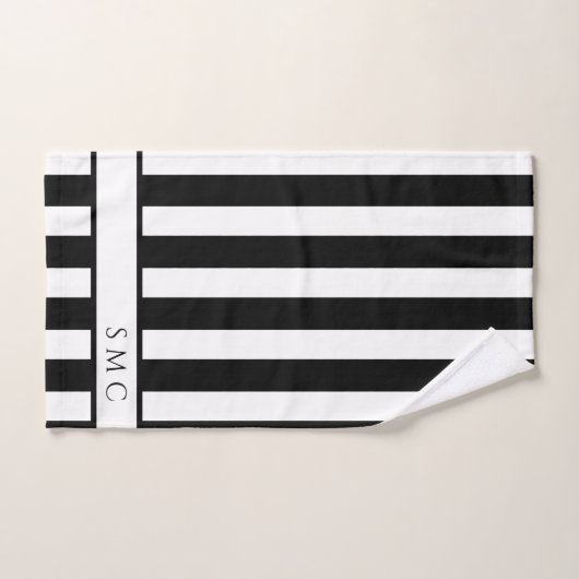 Moderne zwarte strepen Monogram badkamer Bad Handdoek (Handdoek)