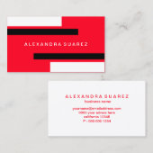 Moderne zwarte strepen Professioneel Rood Visitekaartje (Voorkant / Achterkant)