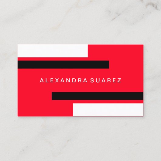Moderne zwarte strepen Professioneel Rood Visitekaartje (Voorkant)