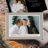 Moderne Zwarte Strepen Vrolijk Kerstfeest 2 Foto Feestdagenkaart