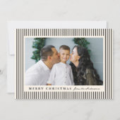 Moderne Zwarte Strepen Vrolijk Kerstfeest 2 Foto Feestdagenkaart (Voorkant)
