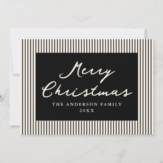 Moderne Zwarte Strepen Vrolijk Kerstfeest Niet-Fot Feestdagenkaart (Voorkant)