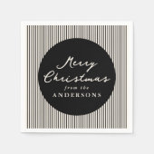 Moderne zwarte strepen Vrolijk kerstfeest Servet (Voorkant)