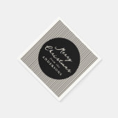 Moderne zwarte strepen Vrolijk kerstfeest Servet (Hoek)