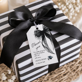 Moderne Zwarte Strik Coquette Afstudeer Dankjewel Cadeaulabel