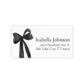 Moderne Zwarte Strik Coquette Retouradreslabels Etiket (Voorkant)