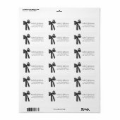 Moderne Zwarte Strik Coquette Retouradreslabels Etiket (Full Sheet)