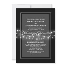 Moderne zwarte string lichten bruiloft uitnodiging
