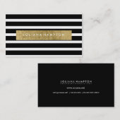 Moderne zwarte Stripe Gold-folie Luxe Visitekaartj Visitekaartje (Voorkant / Achterkant)