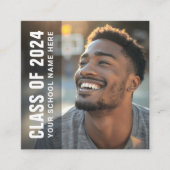 Moderne zwarte student afstuderen netwerkfoto vierkante visitekaartje (Voorkant)