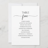 Moderne zwarte tabel nummer 5 Zitenkaart Kaart (Achterkant)