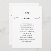 Moderne zwarte tabel nummer negende zittingsschema kaart (Voorkant / Achterkant)