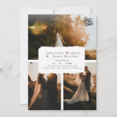 Moderne zwarte te 3 Foto minimalistisch verzoek Save The Date (Voorkant)