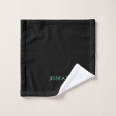 Moderne Zwarte Teal Eenvoudige Script Monogram Naa Bad Handdoek (Wasdoekje)
