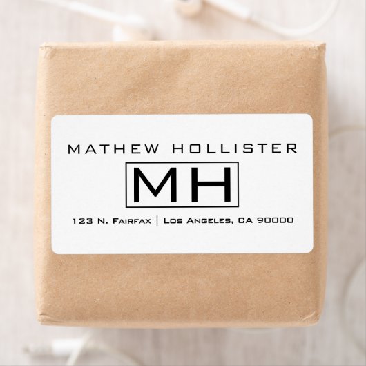 Moderne zwarte tekst op White Professional Monogra Etiket (Insitu)