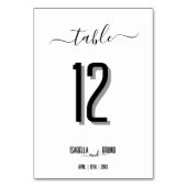 Moderne Zwarte Tekst Trouwtafel Nummer Plaats Kaar Kaart (Achterkant)