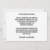 Moderne zwarte tekst We Eloped Foto aankondiging (Achterkant)