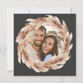 Moderne zwarte terracotta pampasgras trouwfoto kaart (Achterkant)