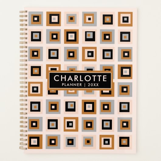 Moderne Zwarte Terracotta Vierkanten 2023 Planner (Voorkant)