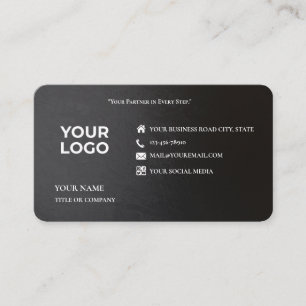 Moderne Zwarte Textuur Aangepaste Logo Slogan Zake Visitekaartje