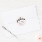 Moderne zwarte tiara Quinceanera Ronde Sticker (Envelop)