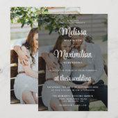 Moderne, zwarte, transparante foto, eenvoudige bru kaart (Voorkant / Achterkant)