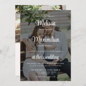 Moderne zwarte transparante foto-QR-code RSVP Kaart (Voorkant / Achterkant)