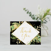 Moderne Zwarte Tropische Loof Huwelijk Bedankt Folie Uitnodiging Briefkaart (Staand Voorkant)