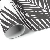Moderne zwarte tropische palmbomen cadeaupapier (Rol Hoek)
