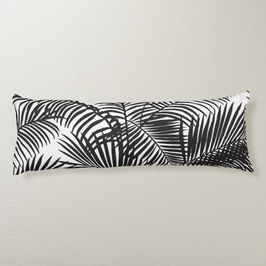 Moderne zwarte tropische palmbomen lichaamskussen (Achterkant)
