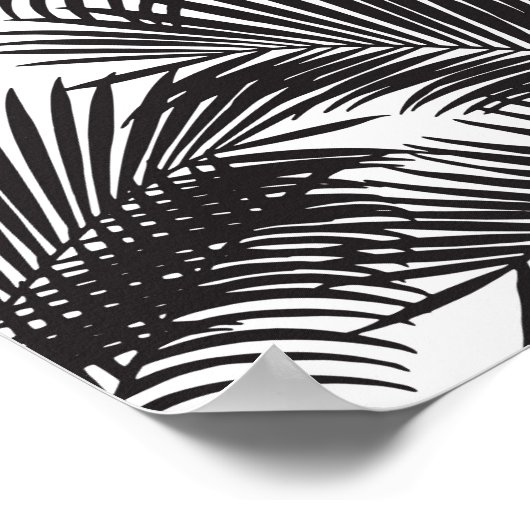 Moderne zwarte tropische palmbomen poster (Hoek)