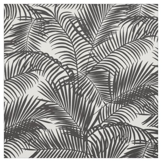 Moderne zwarte tropische palmbomen stof (Swatch)