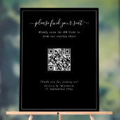 Moderne Zwarte Trouw QR Code Stoelenplattegrond Ac Acryl Bord (Neutraal)