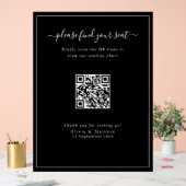 Moderne Zwarte Trouw QR Code Stoelenplattegrond Ac Acryl Bord (Huwelijk)