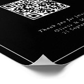 Moderne Zwarte Trouw QR Code zitplaatskaart poster (Hoek)