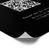 Moderne Zwarte Trouw QR Code zitplaatskaart poster (Hoek)