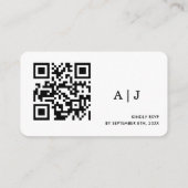 Moderne Zwarte Trouwdetails QR-code Informatiekaartje (Achterkant)