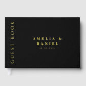 Moderne zwarte trouwnamen en echte datum gastenboek (Voorkant)