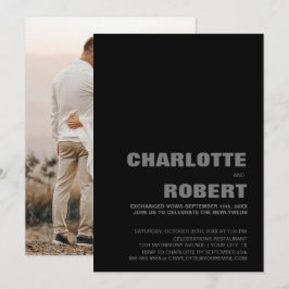 Moderne Zwarte Trouwreceptie Kaart