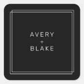 Moderne Zwarte Trouwstickers / AVERY Suite Vierkante Sticker (Voorkant)