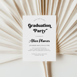 Moderne zwarte typografie afstudeerfeest kaart